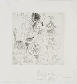 Stop of Travelling Actors with Owl, and Jester with his Arm around a Woman