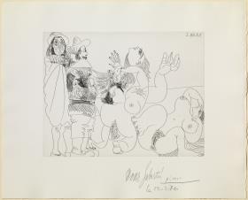 Young Gentleman Sidekick with a German Cavalier and Two Naked Women