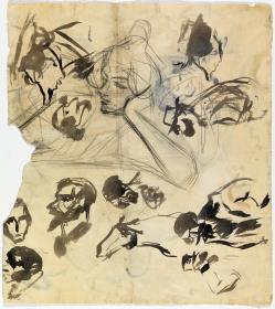 Busto de mujer, y croquis de Carles Casagemas y de Joaquim Mir