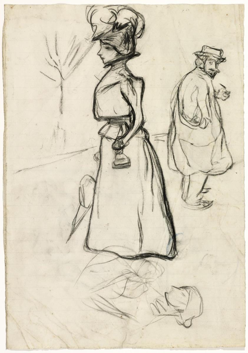 Dama paseando y admirador