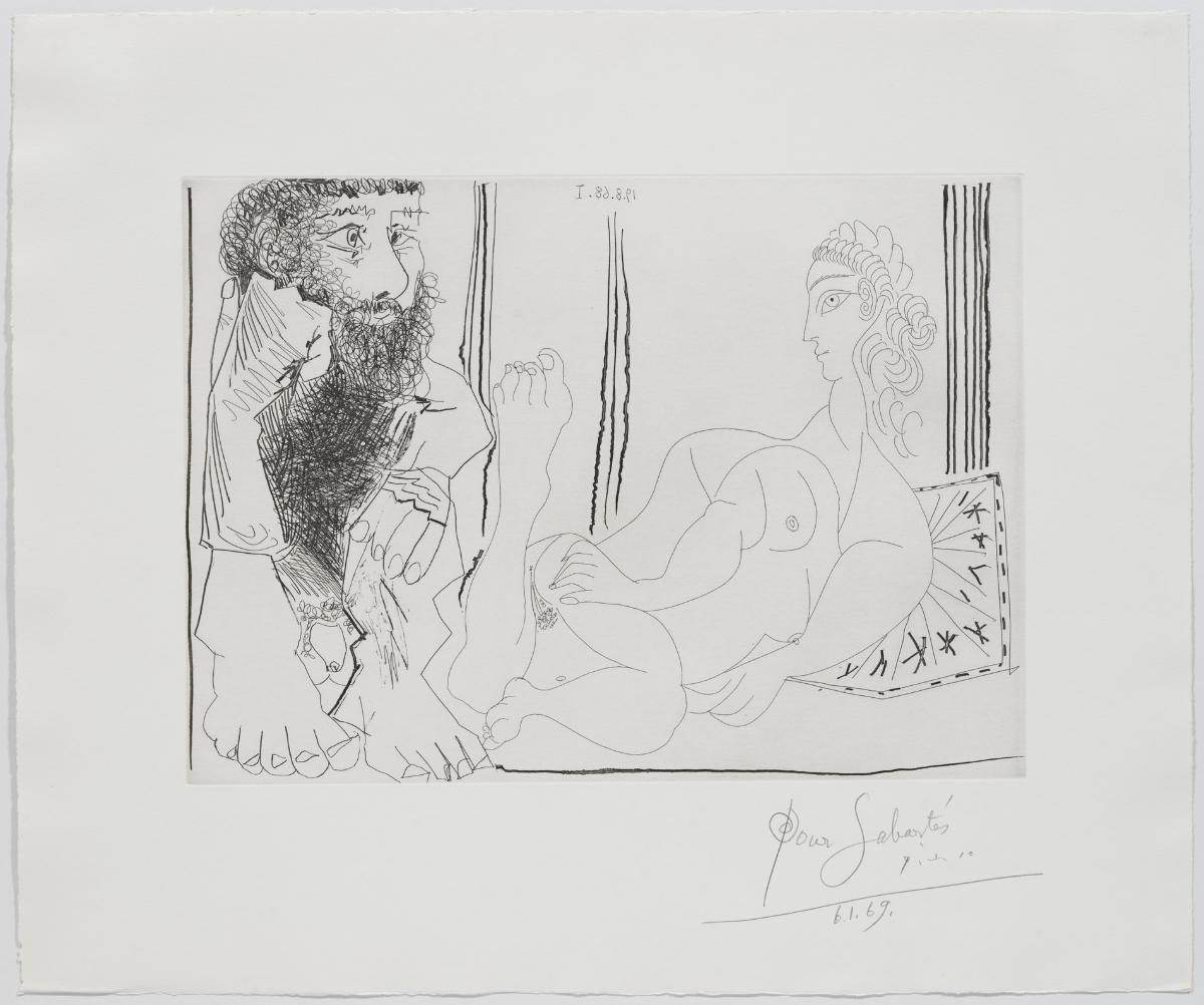 Mujer seduciendo a un hombre abstraído | Museo Picasso Barcelona