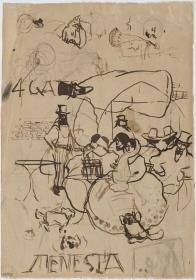 Estudio para el menú de Quatre Gats y otros croquis