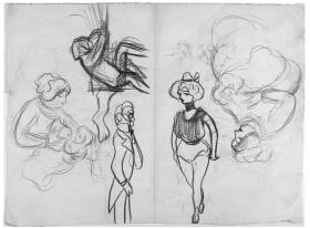 Croquis de una dida y otros personajes