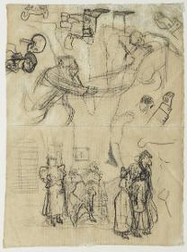 Estudio para "El beso de la muerte" y otros croquis