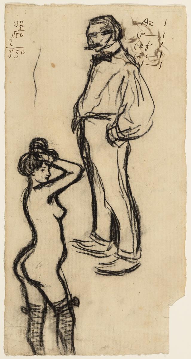 Female Nude and Man with His Hands in His Pockets