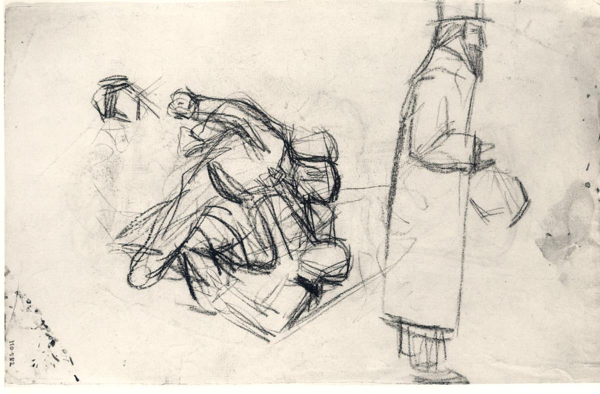 Apunts d'una baralla i personatge masculí