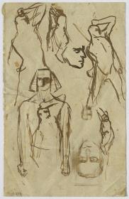 Estudios para la ilustración de "Ser o no ser", y egipcio antiguo