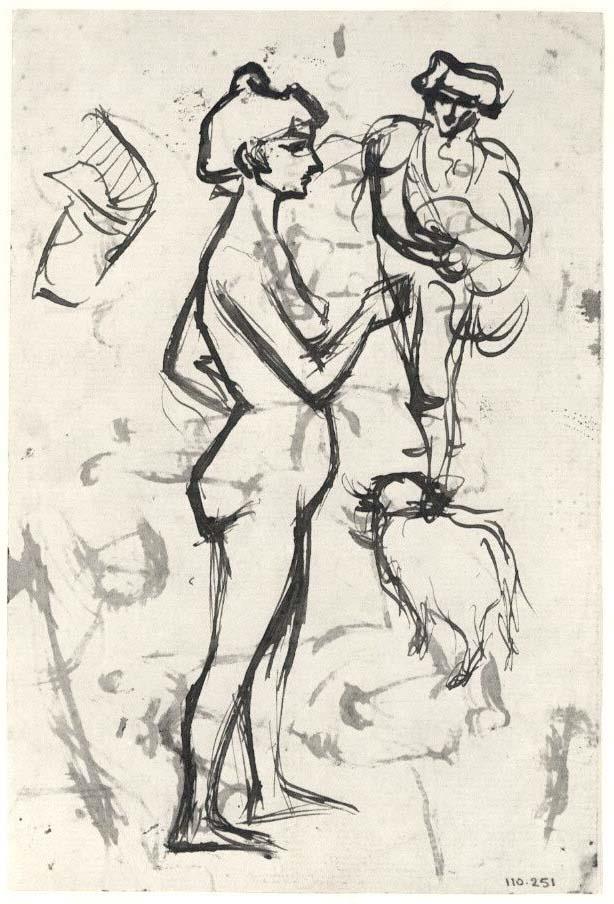 Nu femení, torero fent el "paseíllo", i toro