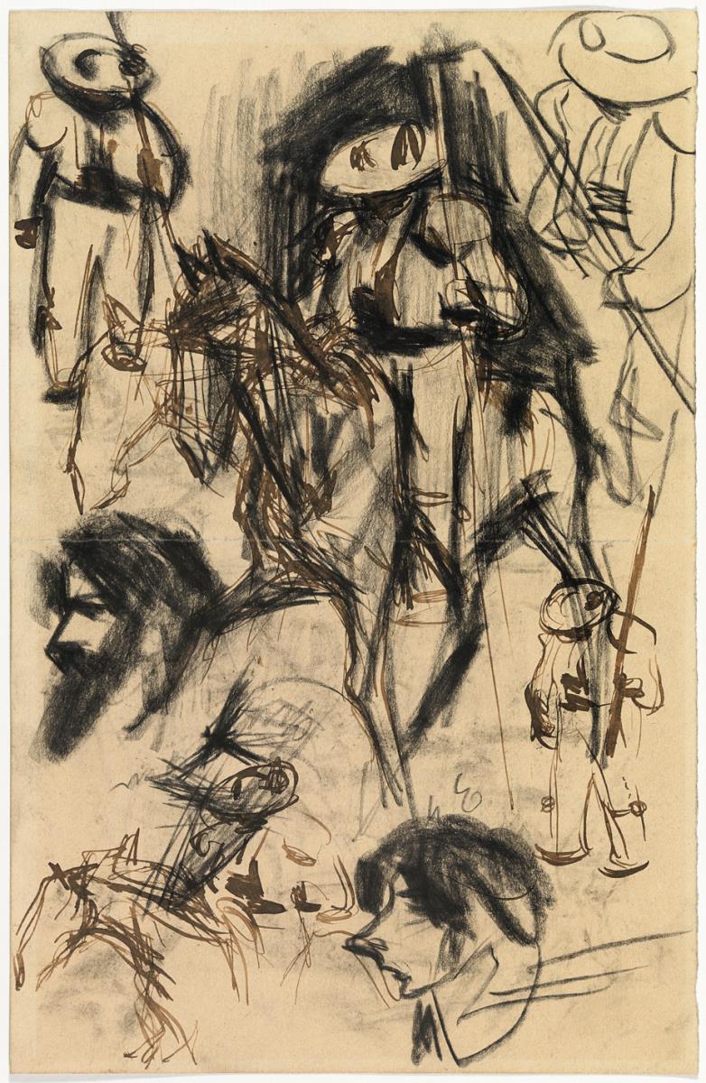 Diversos croquis de picador, caricatura de Carles Casagemas i cap d'home