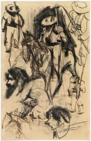 Various Sketches of Picador, Caricature of Carles Casagemas and Head of a Man