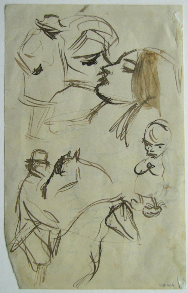 El beso y diversos croquis