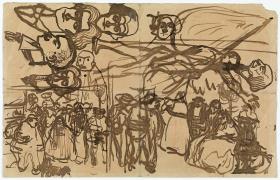 Portabandera nu, caricatures i personatges taurins