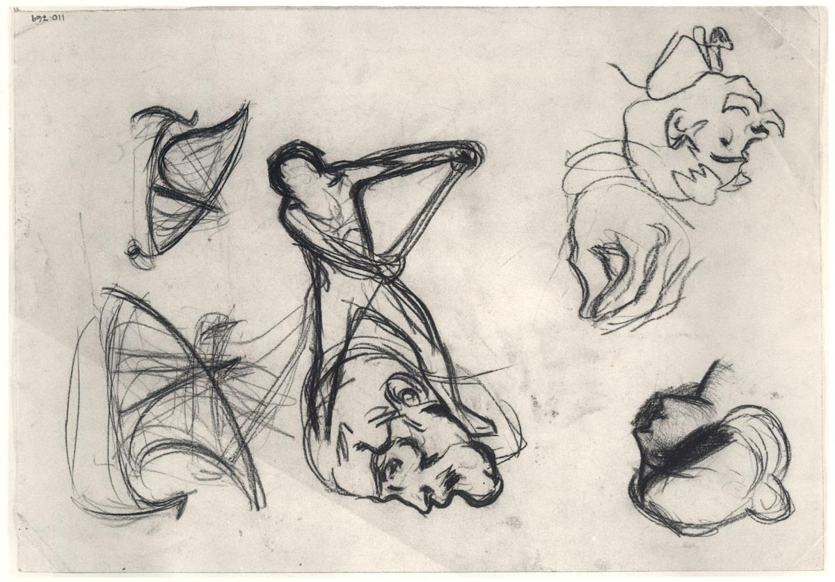 Estudi per a la il·lustració del poema "Ser o no ser", i altres croquis