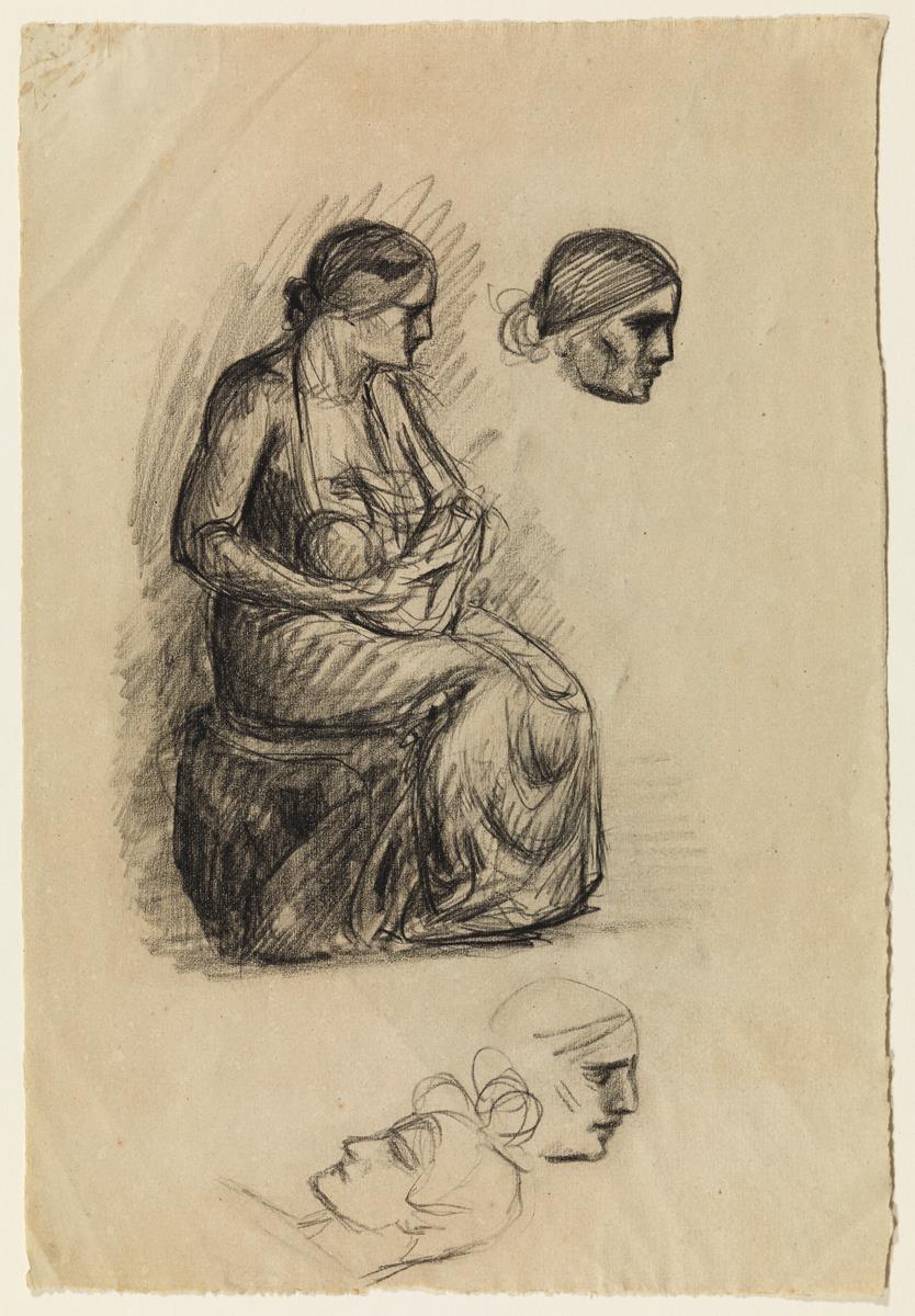 Mother and Child, and Studies of Heads