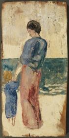 Dona i infant vora el mar