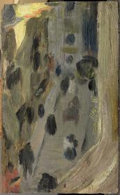 La calle vista desde la ventana del estudio de la Riera de Sant Joan 