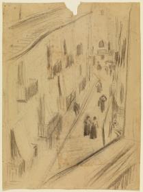 La calle Riera de Sant Joan desde el estudio del artista