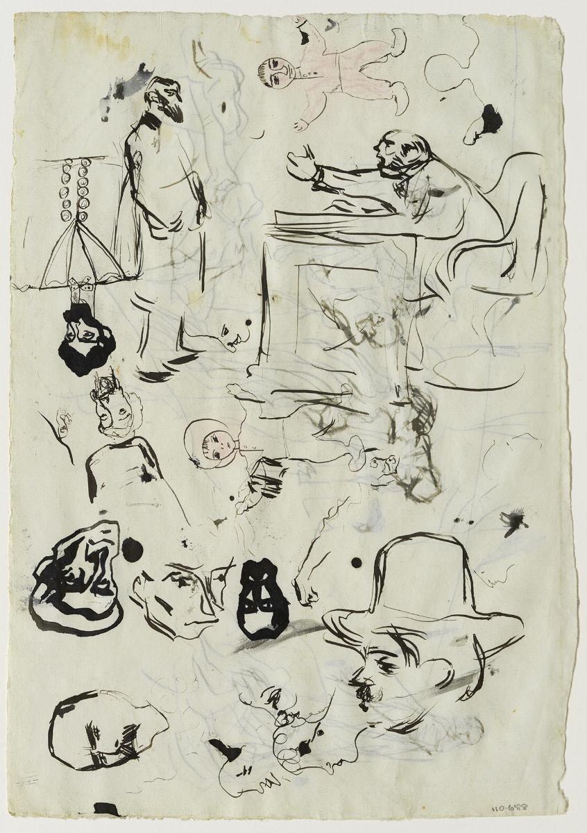 Boss Scolding a Worker and Sketches of Characters