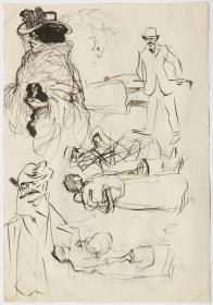 Woman with Puppy and Other Scketches
