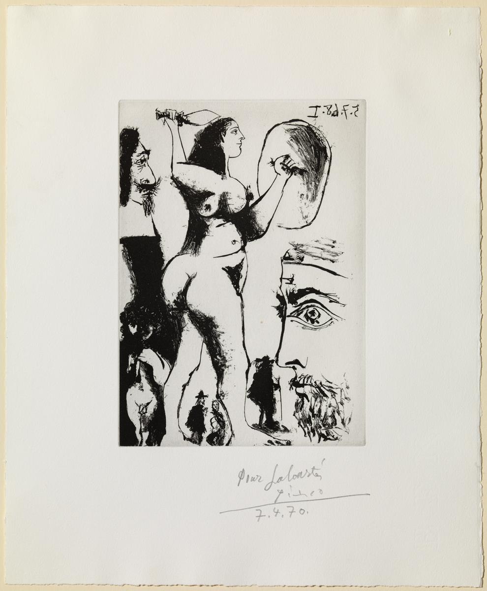 Painter or Sculptor Thinking about a Warrior Woman, with Musketeer and Small Figures