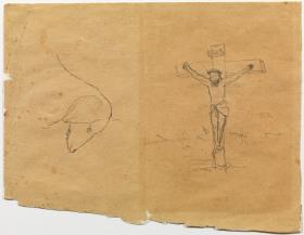Cabeza de perro y Cristo crucificado