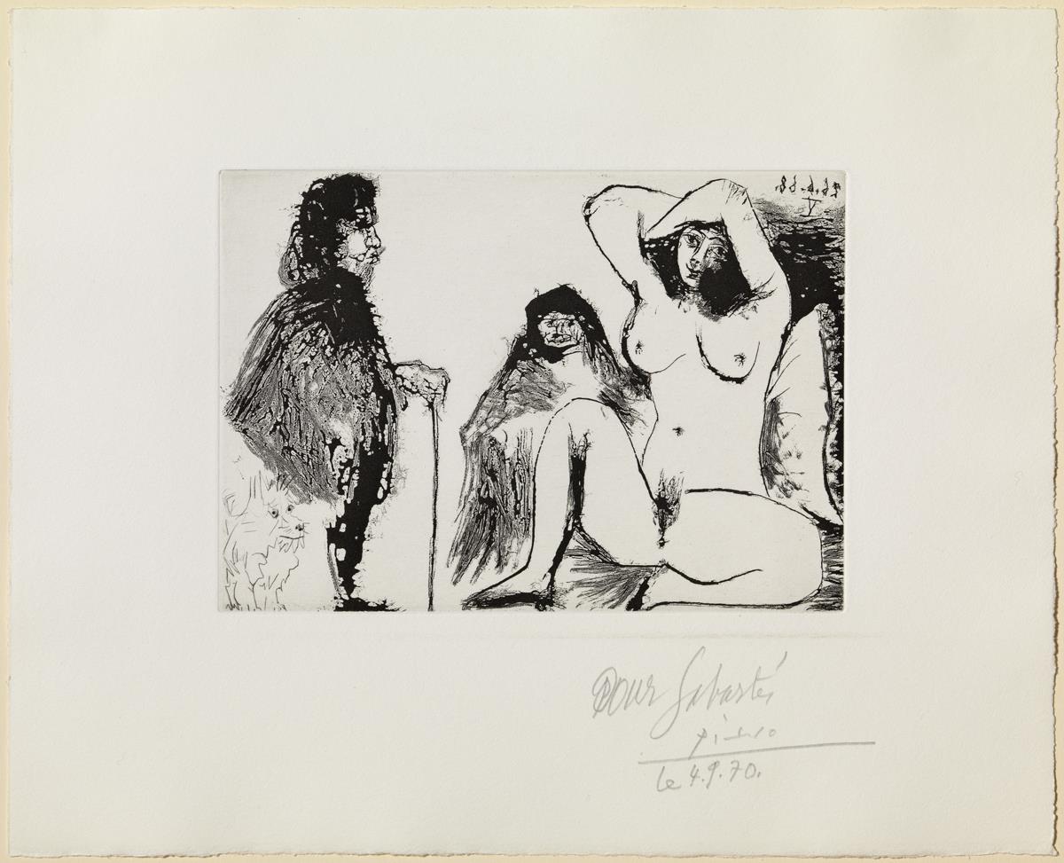 Man and His Dog Visiting a Young Woman in the Company of Celestina