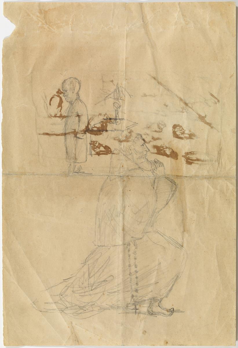 Franciscano rezando y un niño