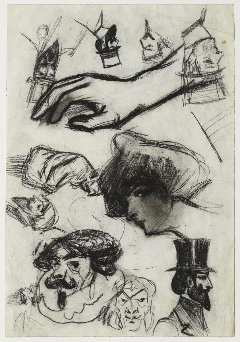 Croquis de cabezas y de mano