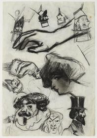 Sketches of Heads and a Hand