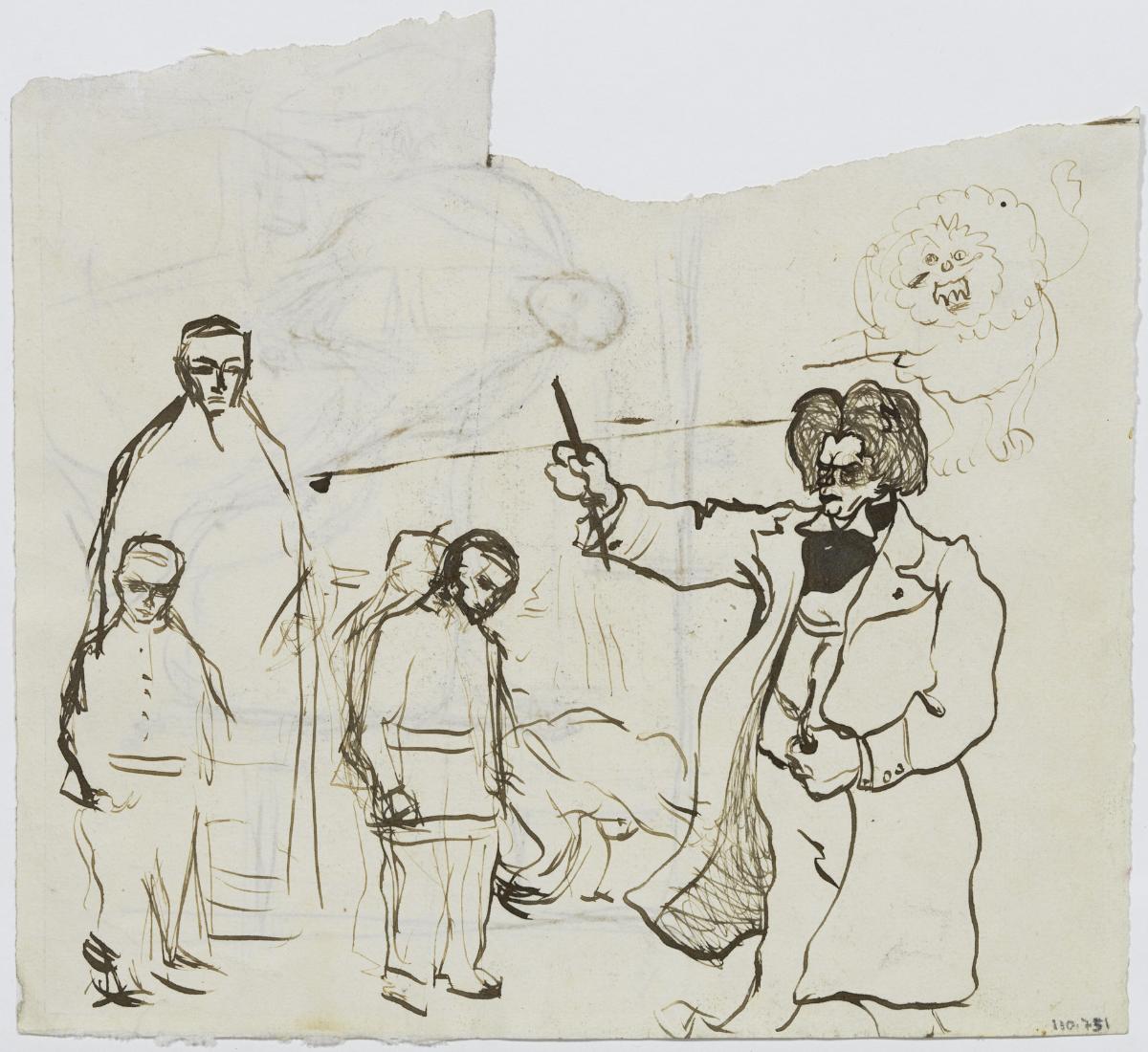 Capellà amb nens, i un personatge masculí que els amonesta