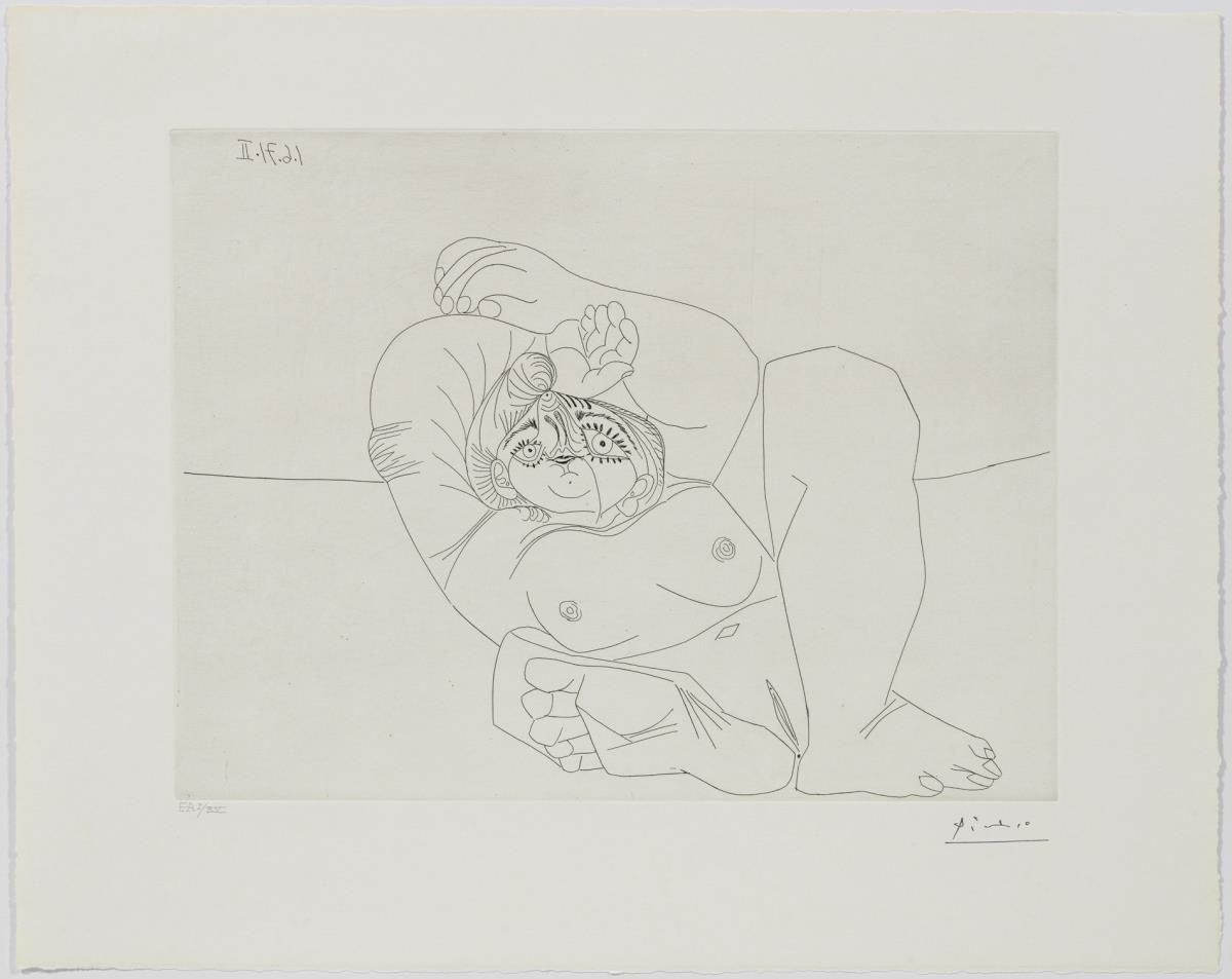 Woman with a Big Nose, Foreshortened, on the Beach