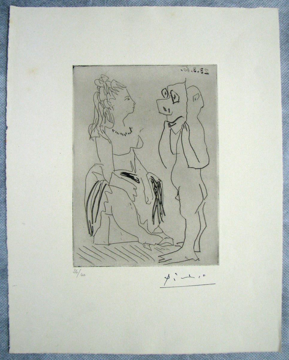 Seated Woman, and Naked Man in a Carnival Mask | Picasso museum Barcelona |  Official website