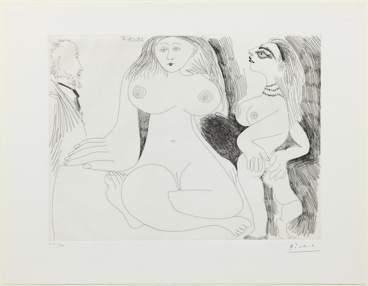 Escena de seducció entre dues prostitutes, amb Degas espiant