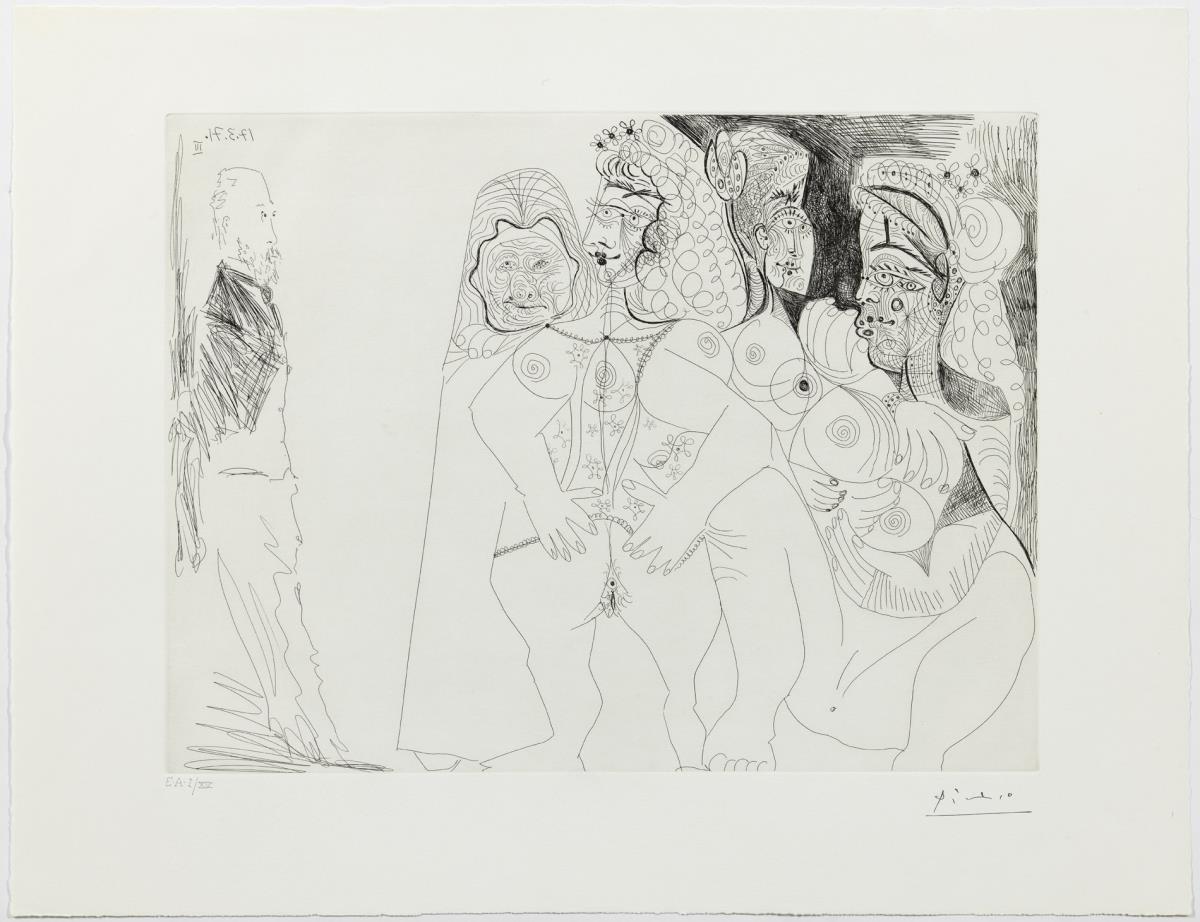 Degas, alcavota i tres prostitutes, una amb quatre pits