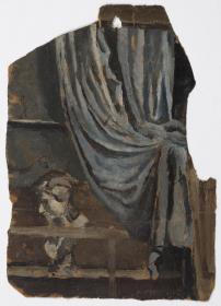 Cortinaje y busto escultórico