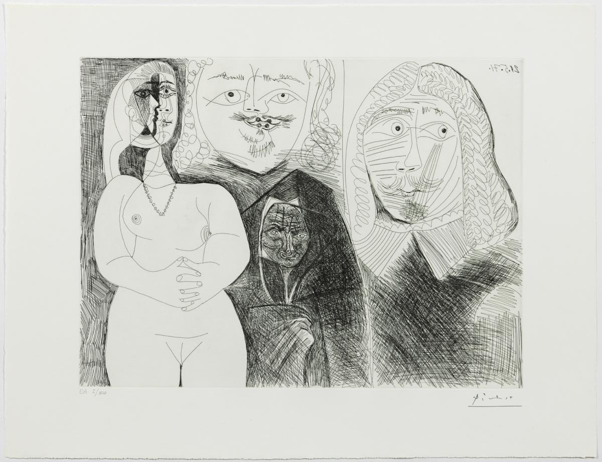 Procuress and Prostitute, with Two Men Dressed in Seventeenth-Century Costume