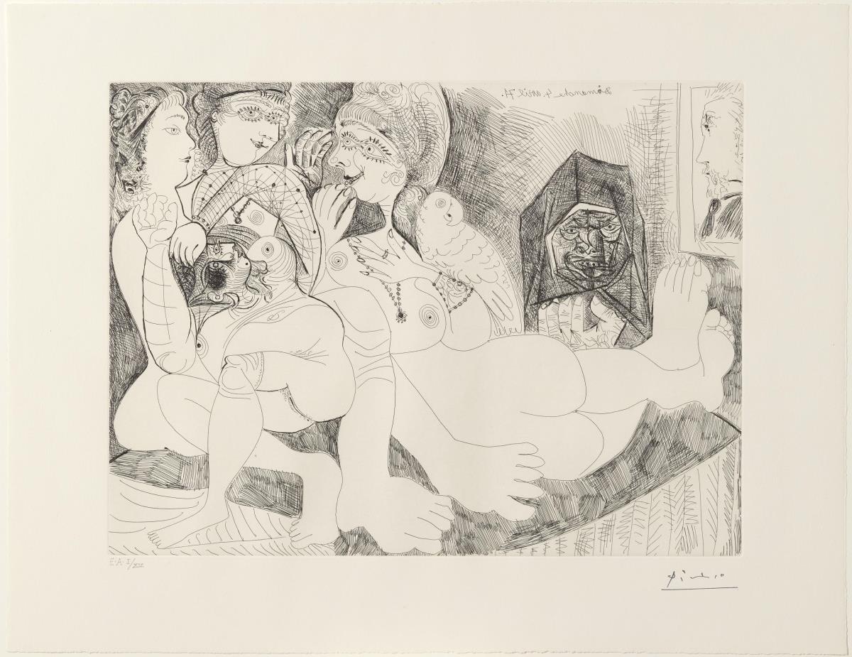 Brothel. Gossip, with a Parrot, Bawd, and the Portrait of Degas