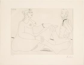 Prostituta con pulsera, con Degas con las manos en la espalda