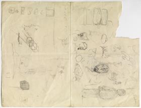 Croquis geométricos y personajes