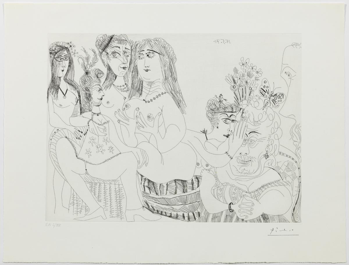 The Mistress's Party. These Women Speak ill of Degas, Whose Profile is Reduced to One-Third