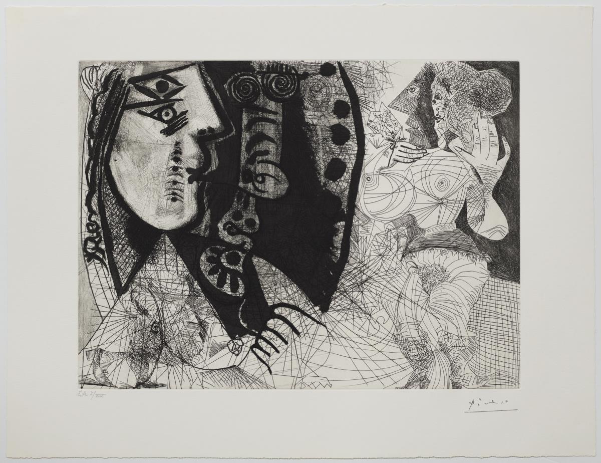 Couple: Woman and Dog-Man. With Woman and Flower