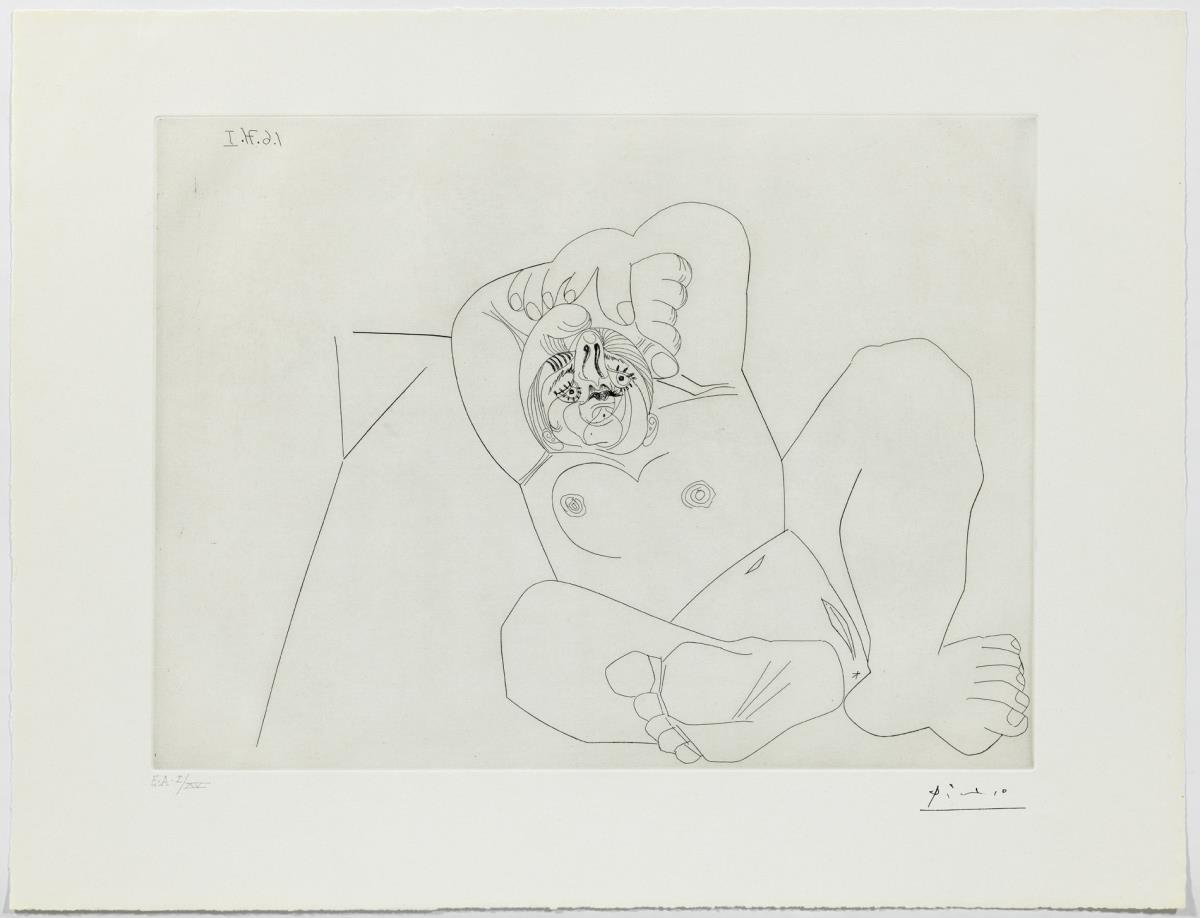 Woman with a Big Nose, Foreshortened, on a Bed