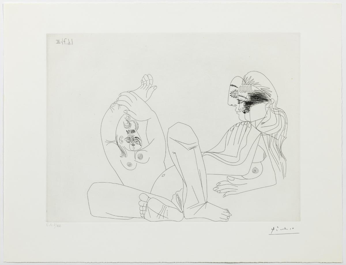 Two Women, One of Them Foreshortened and the Other Snuggled up