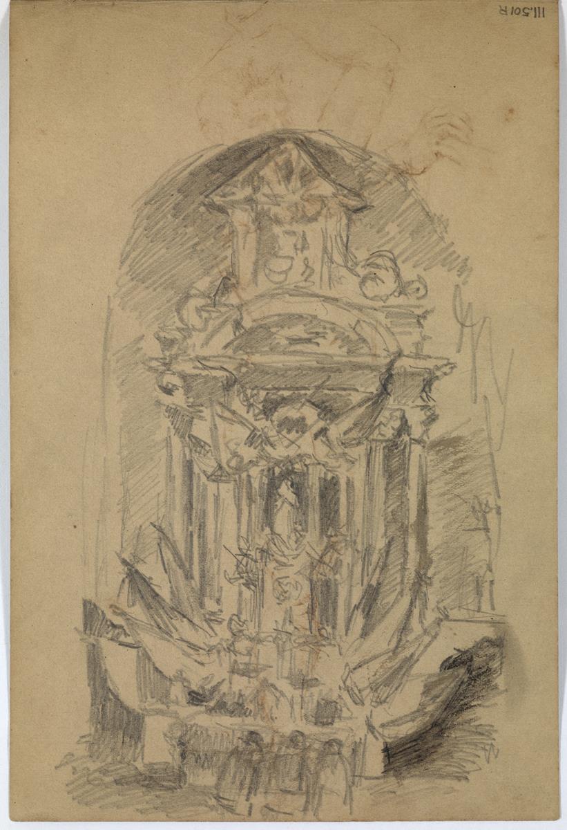 Altar de l'església de San Jorge (la Corunya) amb banderes