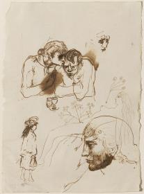 Study for "Poor Couple in a Café", and Other Sketches