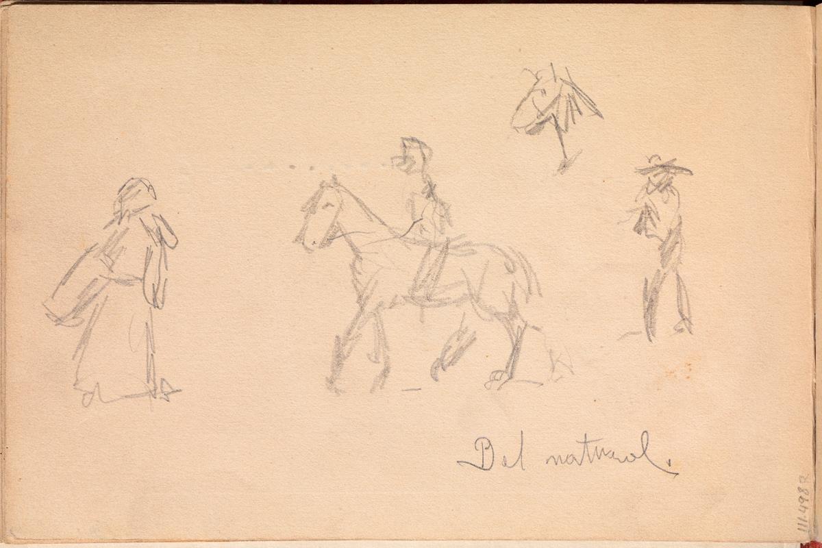 Hombre a caballo y otros croquis
