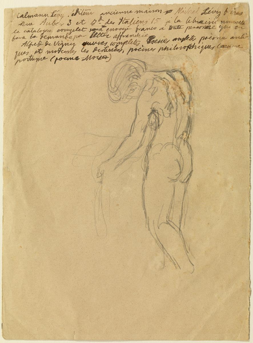 Estudio de desnudo y anotaciones manuscritas