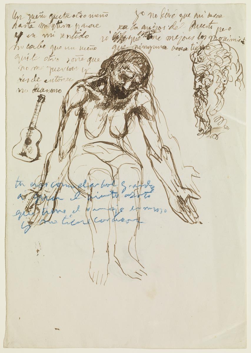 Figura, cabeza y guitarra