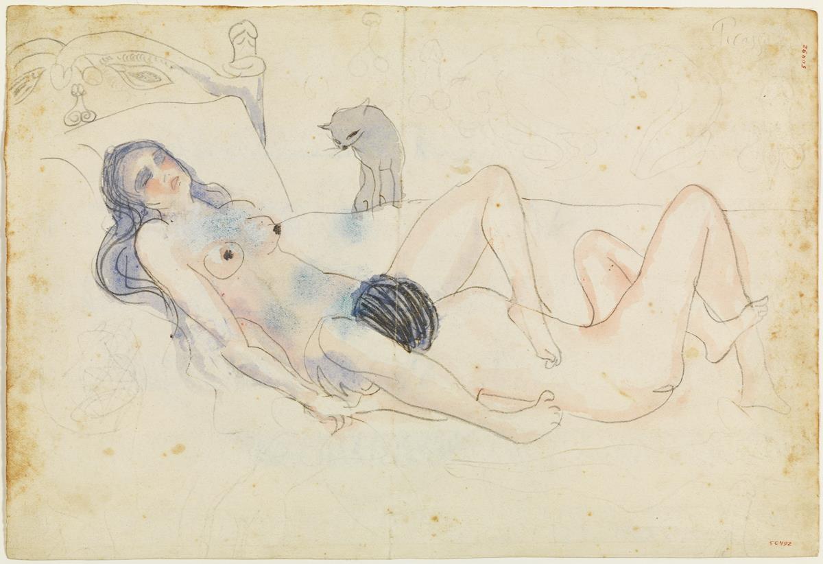 Dos figuras y un gato