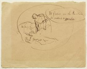 Sketch of "Saint Geneviève Supplying Paris", by Puvis de Chavannes, in the Pantheon